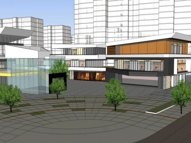 Sketchup Business Model | Multi story Shopping Center, Modern Style
