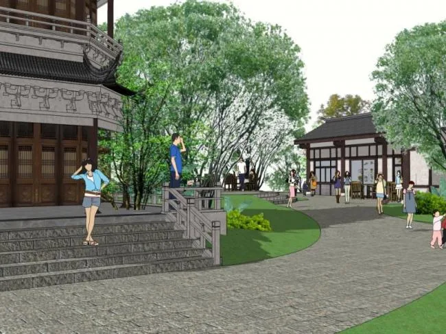 Sketchup Landscape Model | Tower Square Landscape, Chinese Style