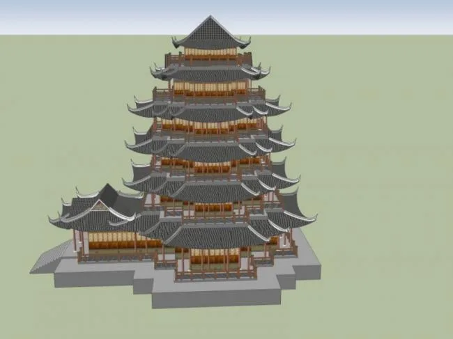 Sketchup Ancient Architecture Model | Multi story Temple Tower, Ancient Temple, Ancient Architecture, Chinese Style