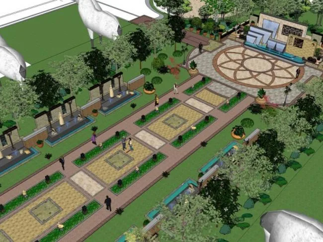 Sketchup Landscape Model | Community Landscape, Residential Landscape, Classical Style