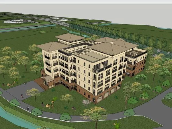 Sketchup Villa Model | Multi row Villa Residential Building, Modern Style