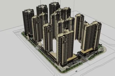 Modern 31-Story High-Rise Residential Building SketchUp Model-BIM WORLD