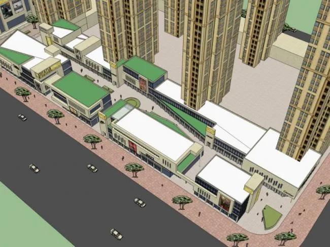Sketchup Residential Model | Super high-rise residential community, ground floor commercial, residential building, classical style