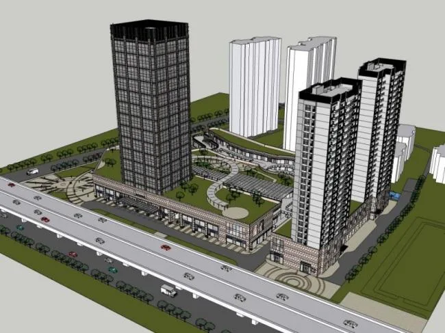 Sketchup Complex Model | Multi story Commercial Complex, Residential, Office, Classical Style