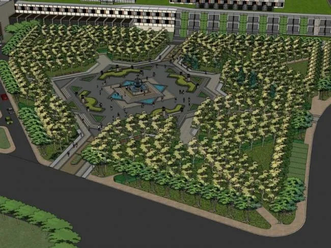 Sketchup Landscape Model | Office Landscape, Classical Style