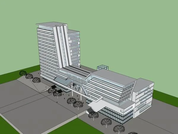 Modern High-Rise Office Building Model in SketchUp