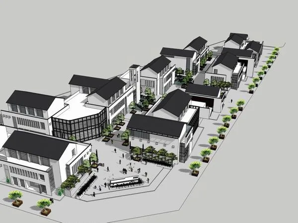 Sketchup Business Model | Multi story Commercial Street, Modern Chinese Style