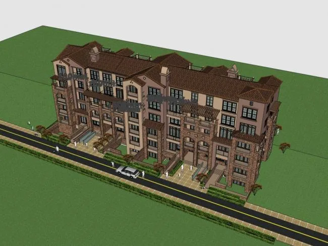 Sketchup Residential Model | Multi story Residential Complex, Classical Style