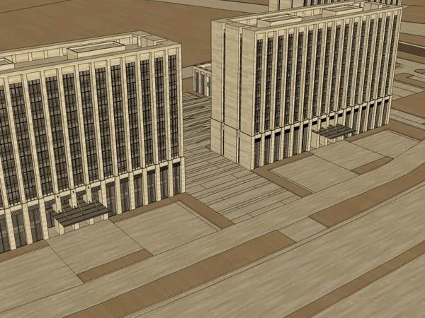 Modern High-Rise Office Building Model in SketchUp