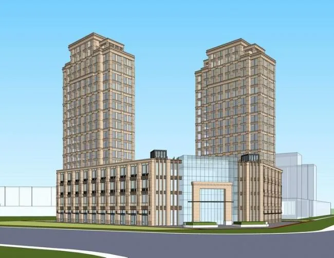 Sketchup Residential Model | High rise residential and commercial buildings, neoclassical style, ground floor commercial buildings, residential buildings