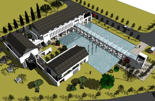 Sketchu Industrial Building | Multi story Hydroelectric Power Plant Office Building, Chinese Style, Industrial Architecture, Factory Building