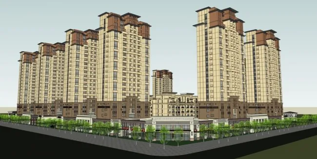 Sketchup Residential Model | High rise Residential Complex Planning, Neoclassical Style, Residential Architecture, Modern Style
