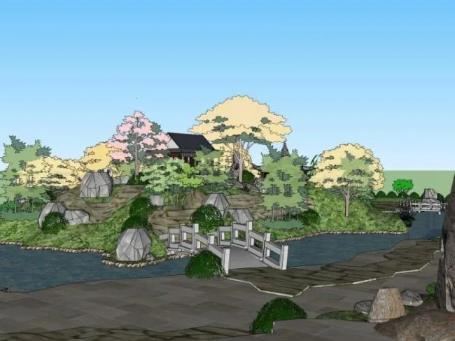 Sketchup Landscape Model | Landscape Architecture, Chinese Garden, Chinese Style
