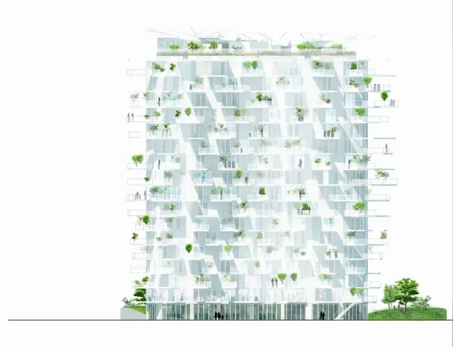 BIM Architecture | Scattered branches and leaves, towering white tree tower apartments/Fujimoto Shosuke, etc