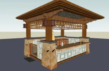 Classical Style Pavilion Sketch Model in SketchUp-BIM WORLD