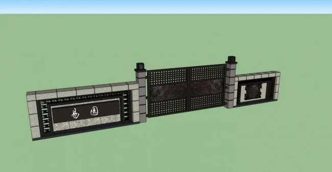 Sketchup Material Model | Gate, Entrance, Chinese Style, Components, Landscape, Wall