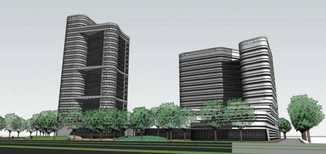 Modern High-Rise Hotel and Office Model in SketchUp