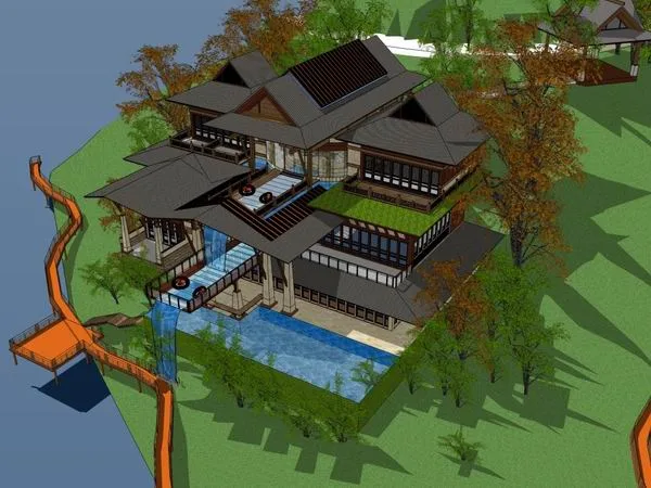Southeast Asian Style Solo Villa Model in SketchUp