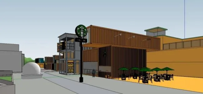 Sketchup Business Model | Multi story commercial building, container, modern style