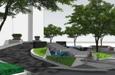 Modern Commercial Landscape Design in SketchUp-BIM WORLD