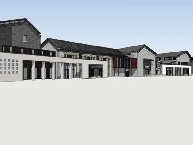 Sketchup Business Model | Multi story Commercial Street, Chinese Style