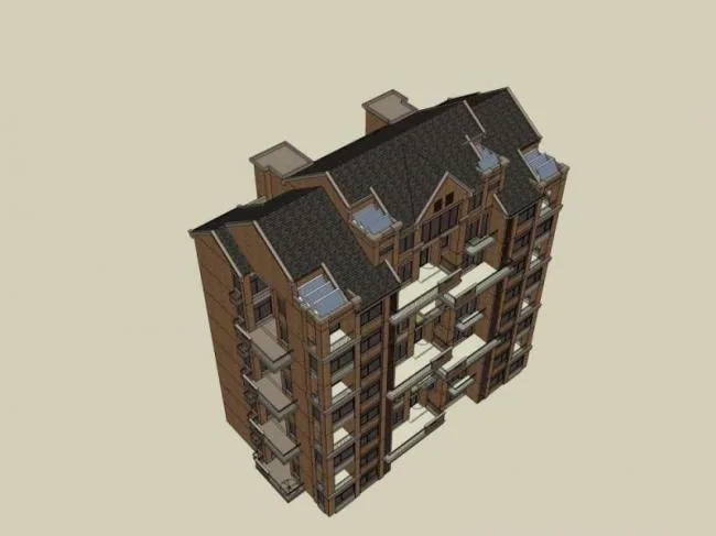 Sketchup Residential Model | Multi story Residence, British Classical Style