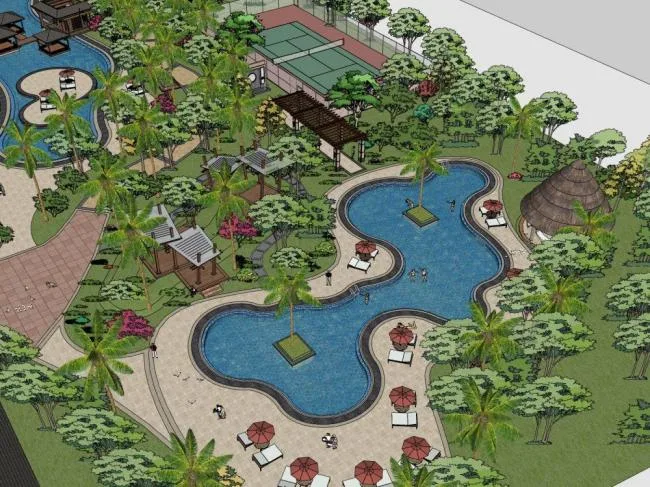 Sketchup Hotel Model | Multi story Resort Hotel, Chinese Style