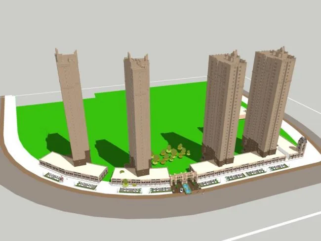 Sketchup Residential Model | Super high-rise residential building, modern style, 40 floors