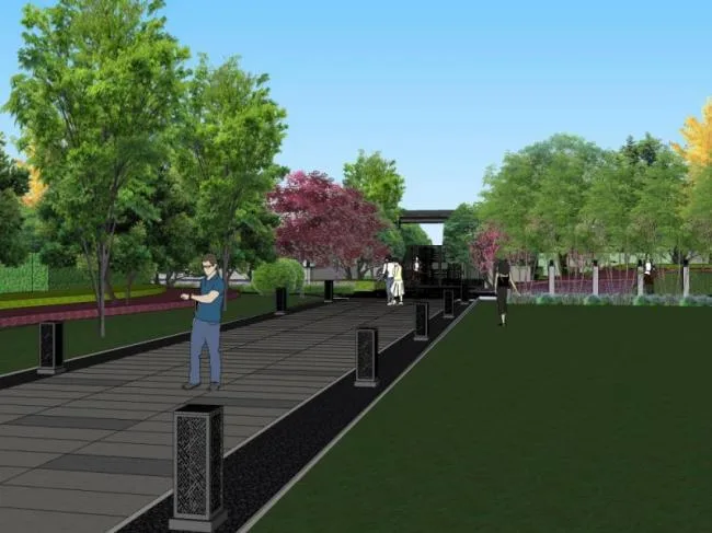 Sketchup Landscape Model | Square Landscape, Modern Chinese Style
