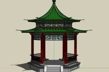 Chinese-Style Pavilion Sketch Model in SketchUp-BIM WORLD
