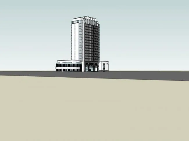 SketchUp Villa Model Featuring a High-Rise Oriental Neoclassical Hotel