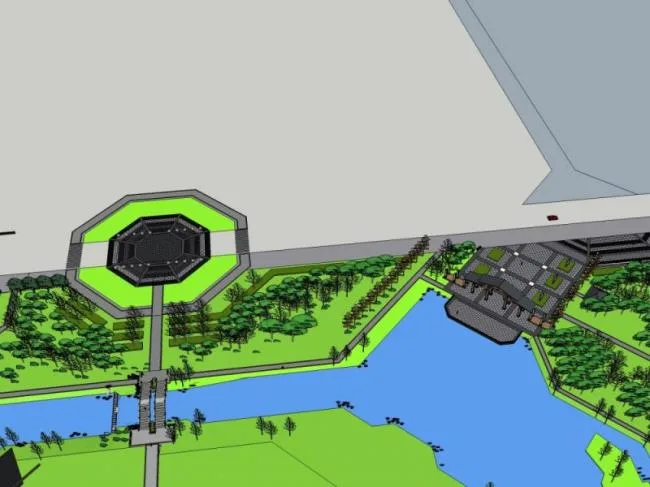 Sketchup Landscape Model | Park Landscape, Waterfront Landscape, Chinese Style