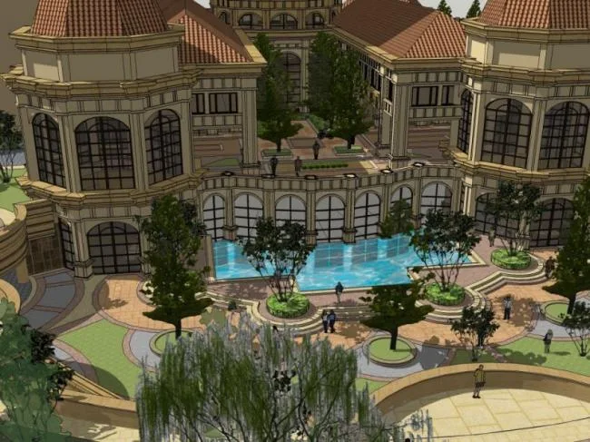 Sketchup Business Model | Multi story Clubhouse, Classical Style