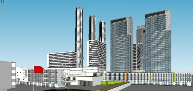 Sketchup Residential Model | Super high-rise residential community, modern style, residential building