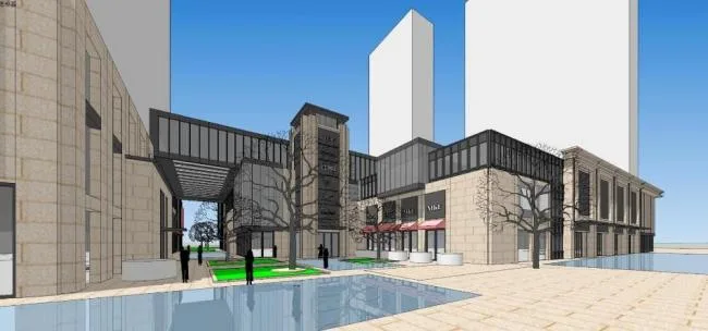 Sketchup Business Model | Multi story Commercial Street, Neoclassical Style