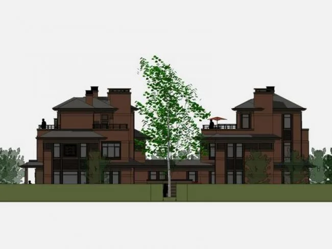 Sketchup Villa Model | Twin Villa, Modern Chinese Style