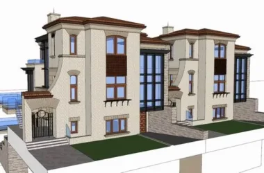 SketchUp Residential Model: Multi-Story Classical Villa with Sloping Garden-BIM WORLD