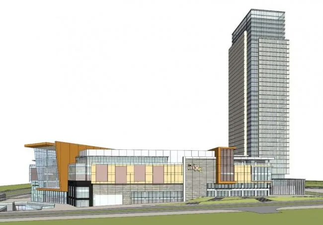 SketchUp Model of CR Nanning Wanda Plaza: Modern Multi-Story Mixed-Use Commercial and Office Complex
