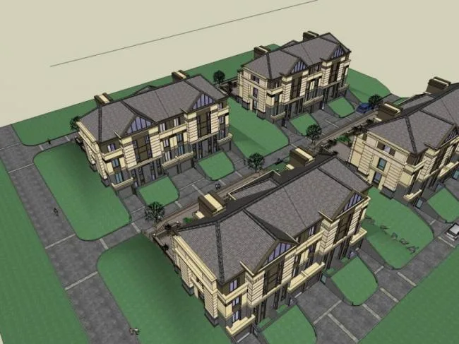 Sketchup Villa Model | Multi row Villa, Modern Style