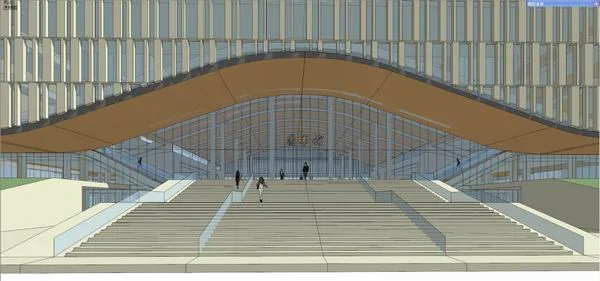 Sketchup Cultural Model | Multi story Library, Cultural Architecture, Modern Style