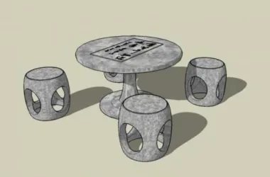 SketchUp Material Pack: Stone Table, Stone Stool, and Ancient Chinese Architecture Components-BIM WORLD