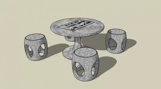 SketchUp Material Pack: Stone Table, Stone Stool, and Ancient Chinese Architecture Components