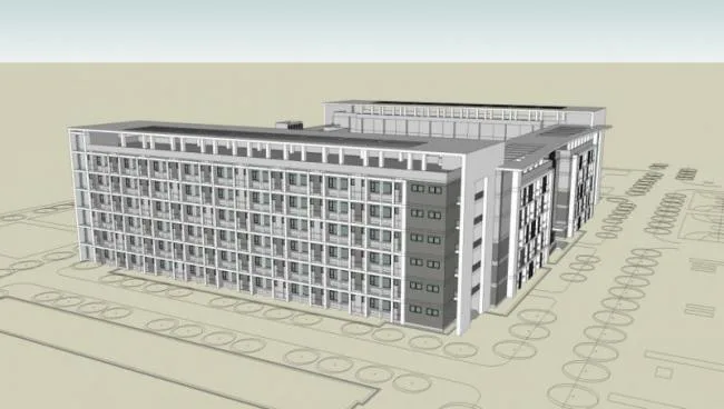 Modern Multi-Story Employee Dormitory Apartment Residential Model in SketchUp