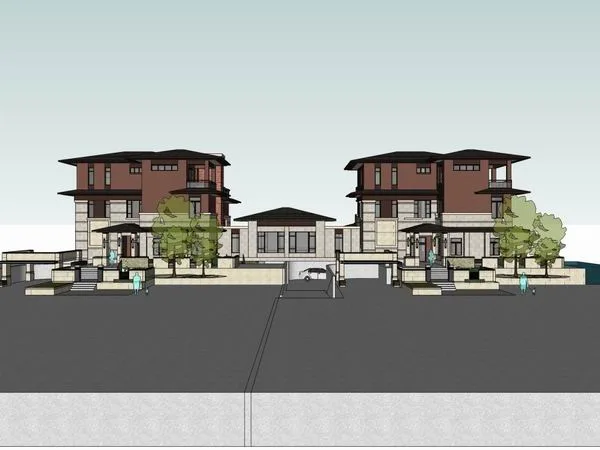 Modern Chinese Twin Villa Design | SketchUp Model