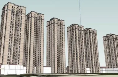 Modern High-Rise Residential Building with Ground-Floor Commercial Space | SketchUp Model-BIM WORLD
