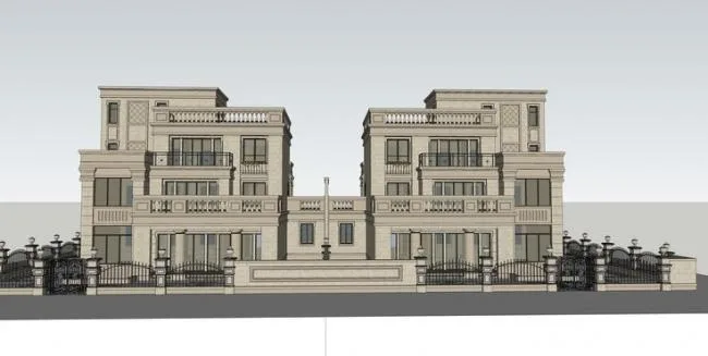 Sketchup Villa Model | Twin Villa, Residential Design, European Style, Classical Style