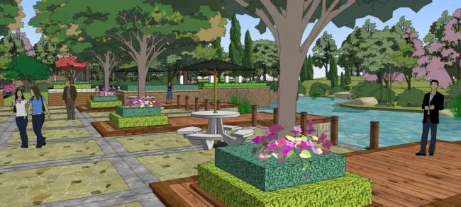 Sketchup Hotel Model | Multi story Resort Hotel, Classical Style, Waterfront Landscape