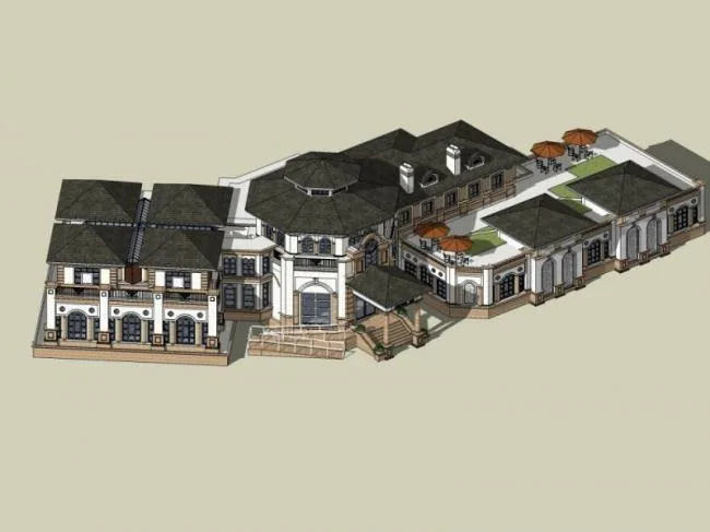 Sketchup Business Model | Multi story Clubhouse, Classical Style