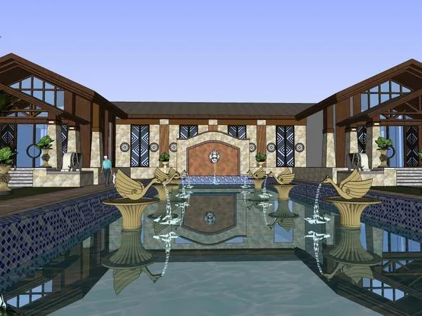 Sketchup Residential Model | Multi story Sales Office, Residential, Classical Style