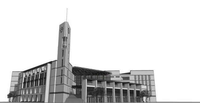 Sketchup Cultural Model | Multi story Library, Cultural Architecture, Modern Style